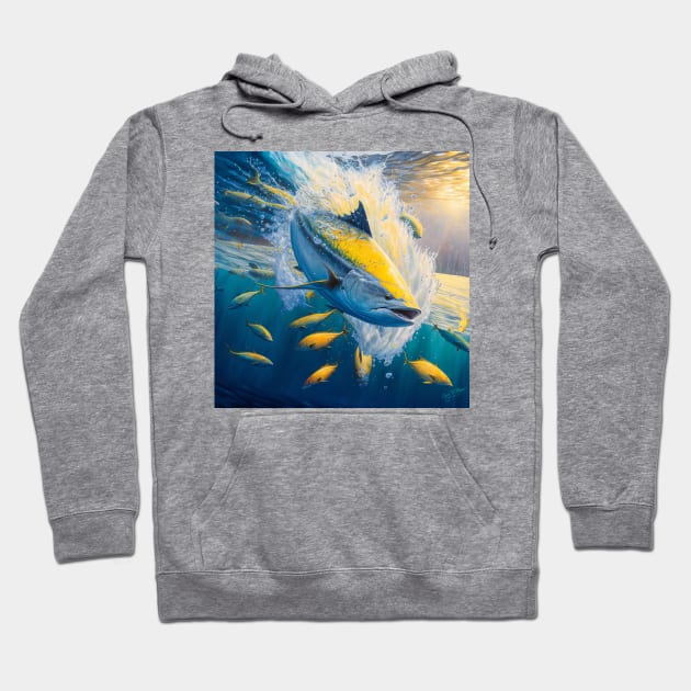 Yellowfin Tuna Diving After Baitfish Hoodie by TheCore